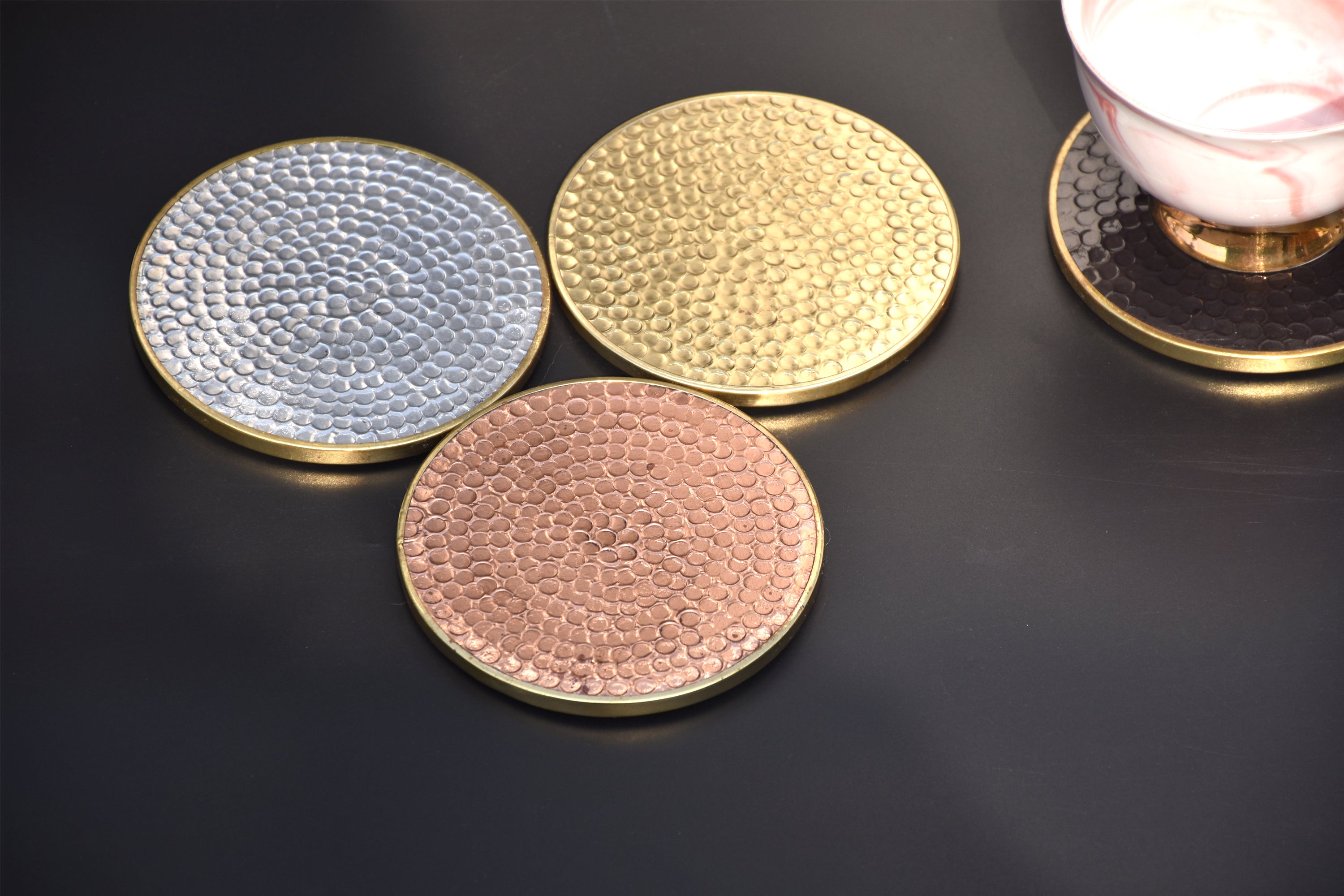 Hammered Matte finish coasters SHILPWARE