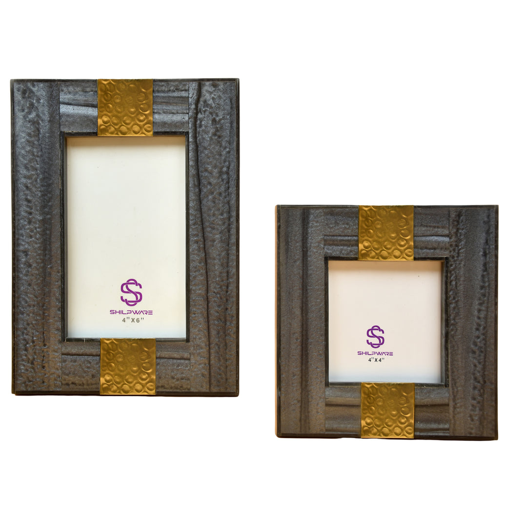 HAMMERED BRASS WITH RESIN STYLISH PHOTO FRAMES