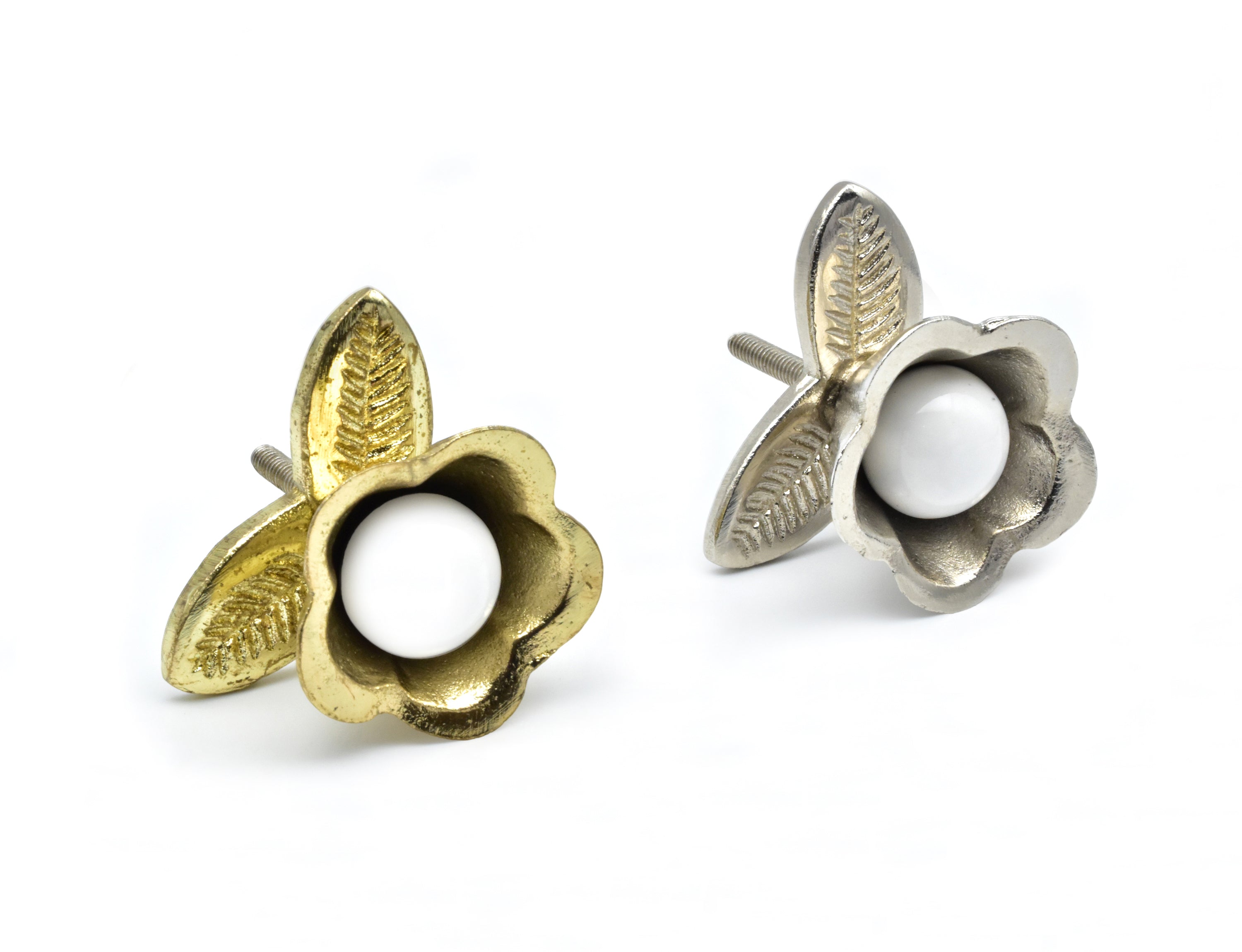 Shilpware Nena Flower Metal Ceramic Cabinet Knobs Handmade/Designer an ...