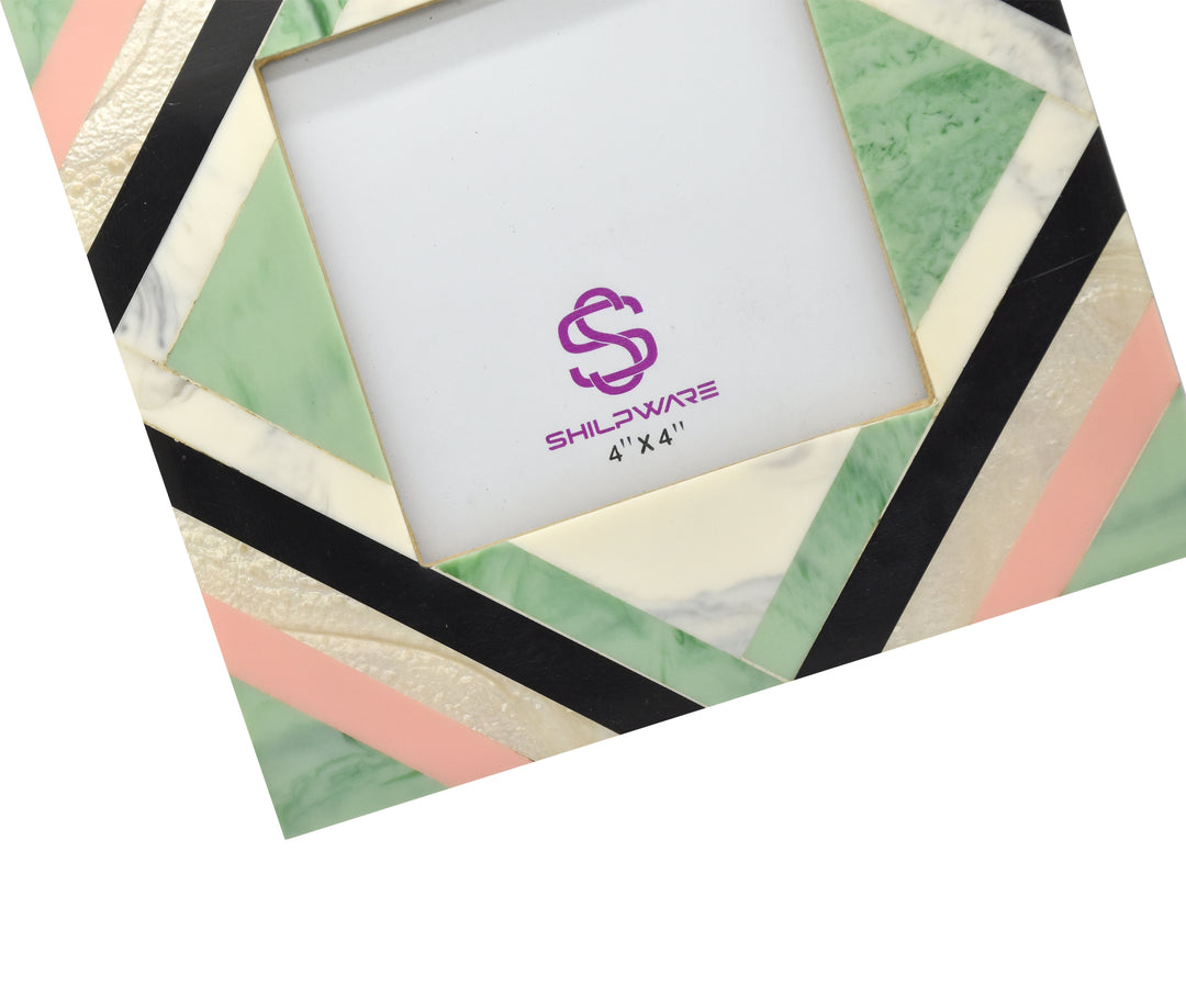 GREEN AND PINK RHOMBIC PATTERN RESIN STYLISH PHOTO FRAMES